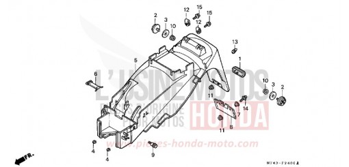 GARDE-BOUE ARRIERE (VFR750FL/FM/FN/FP) VFR750FN de 1992